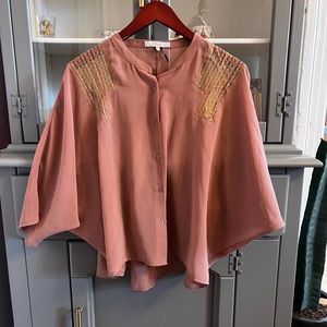 Brown flowy blouse - size small
